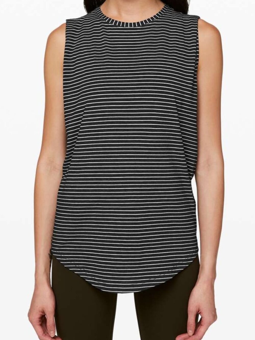 Lululemon Brunswick Muscle Tank Modern Stripe Heathered Black White size 8
